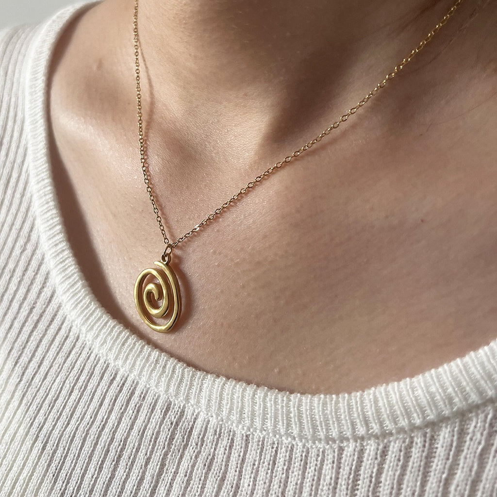 Swirl ocean inspired design silver&gold necklace stainless steel tarnish free water resistant