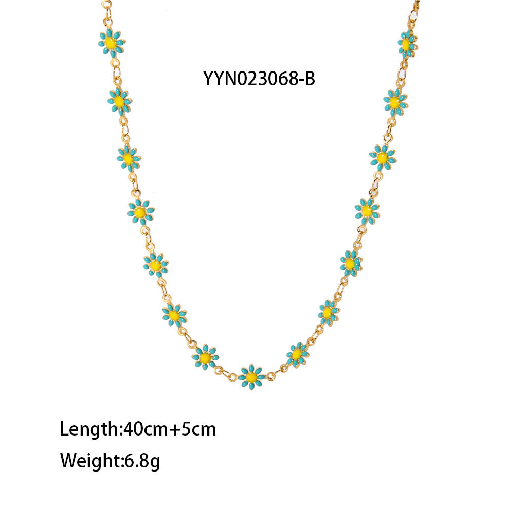 Daisy design simple classic tarnish free stainless steel necklace