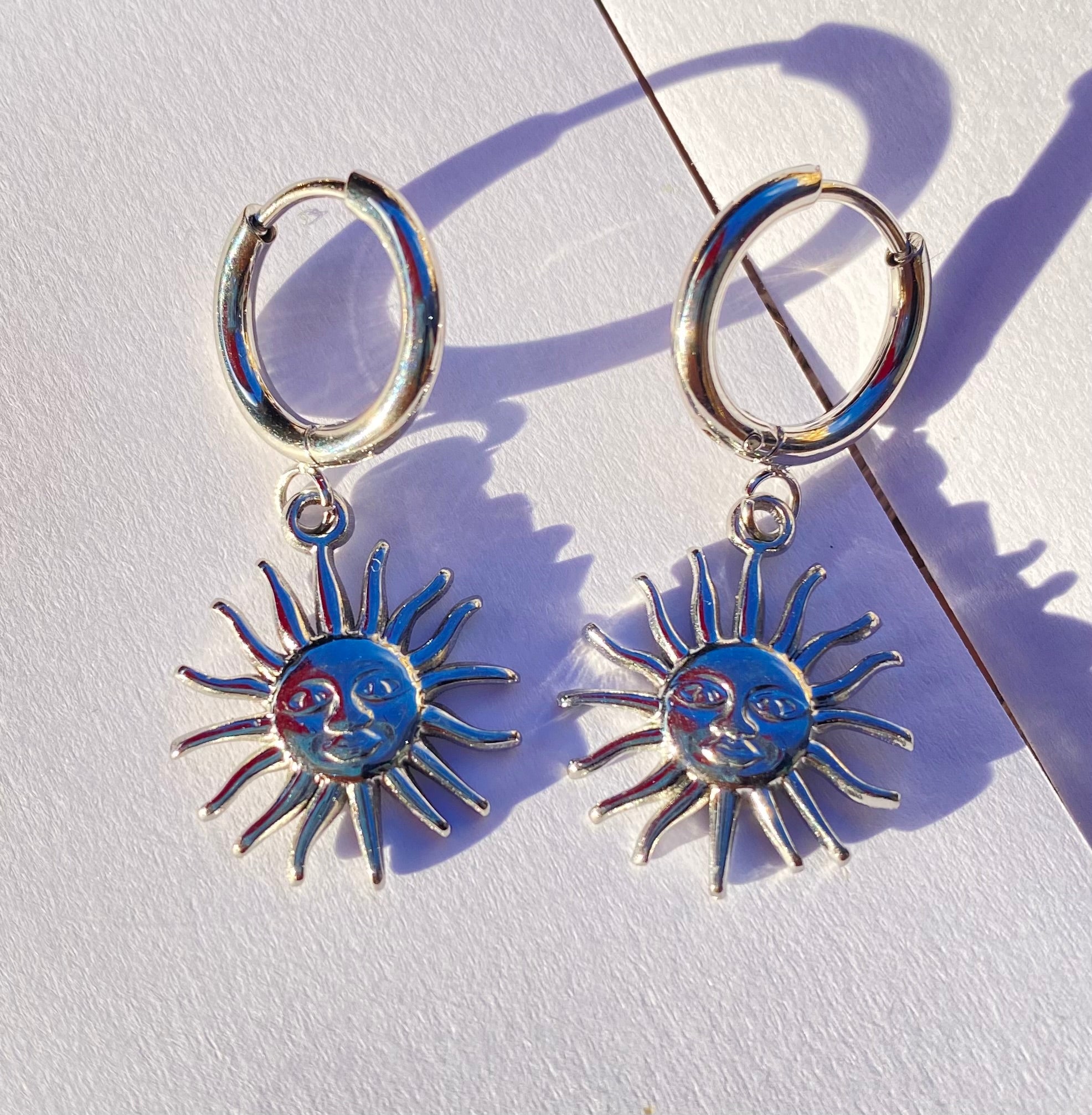 Little sun energy support gold&silver earrings stainless steel tarnish free