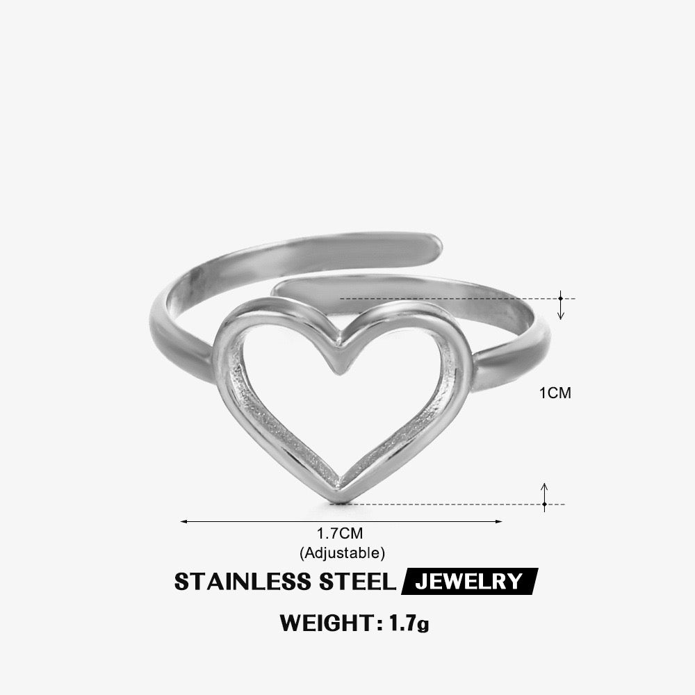 Small Heart classic adjustable stainless steel tarnish free ring