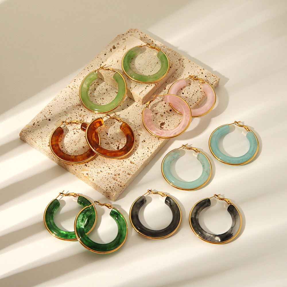 Colourful hoops earrings stainless steel tarnish free