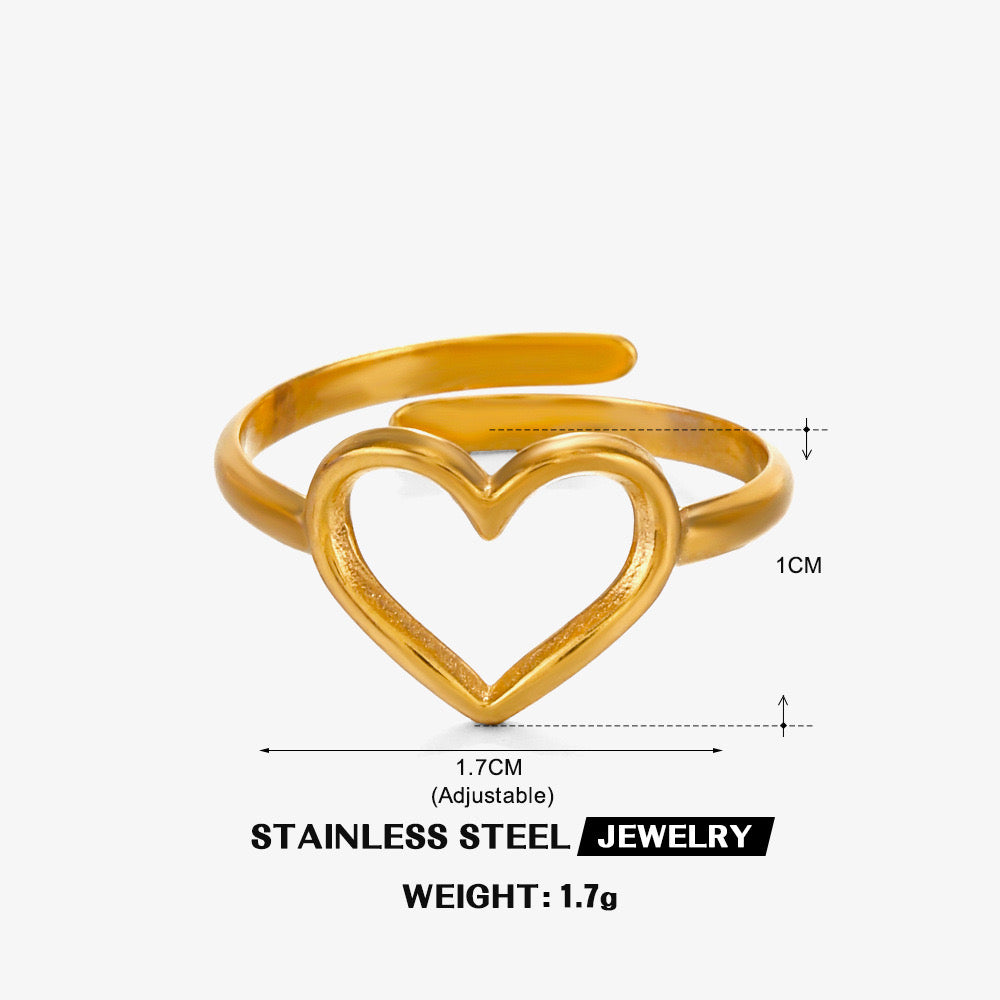 Small Heart classic adjustable stainless steel tarnish free ring