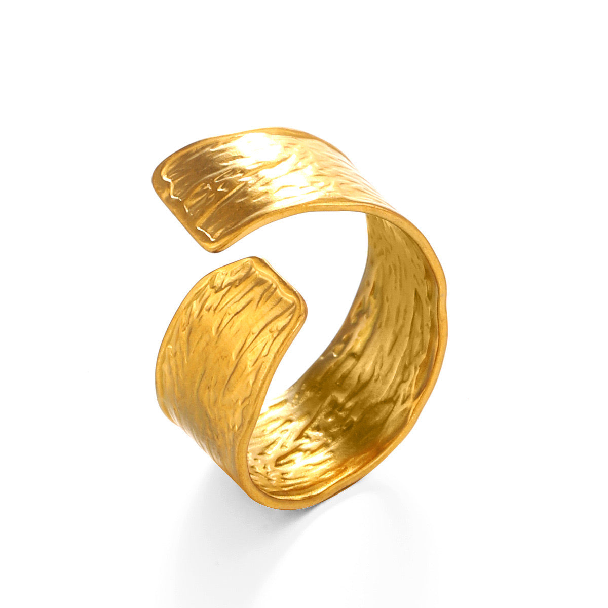 Chunky unequal design adjustable size stainless steel tarnish free water resistant ring