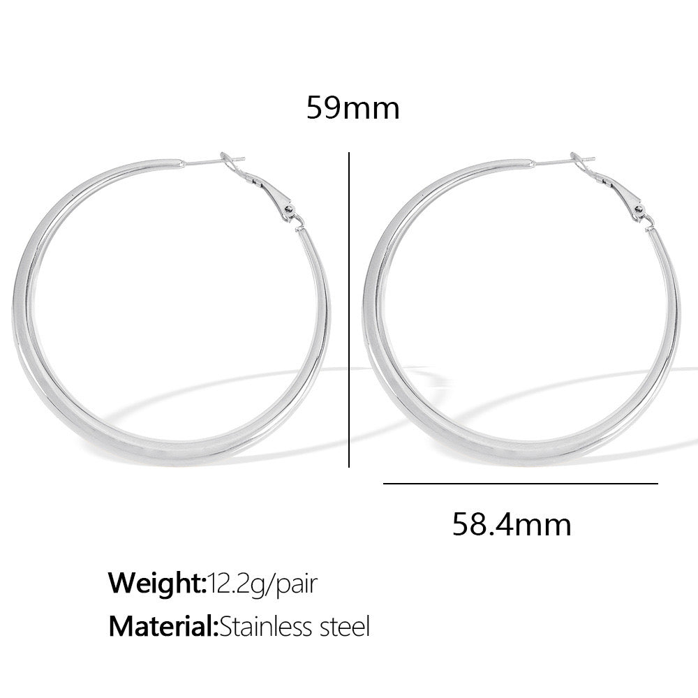 Large 60cm essential hoops earrings gold&silver stainless steel tarnish free