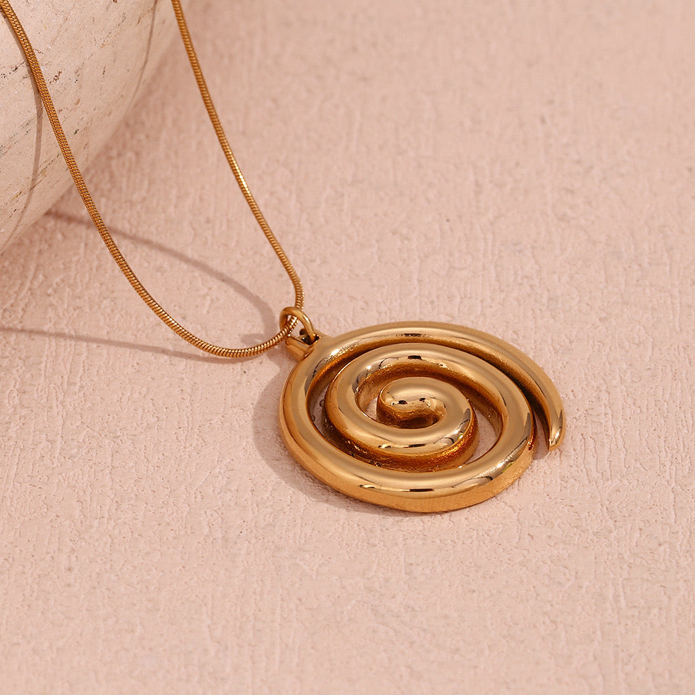 Swirl design Chunky ocean inspired tarnish free stainless steel necklace