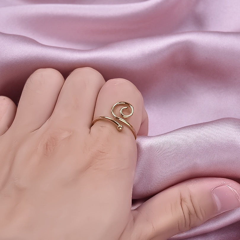Swirl ocean inspired simple adjustable open ring stainless steel tarnish free water resistant
