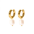 Fresh water pearls with chunky hoops earrings stainless steel water resistant
