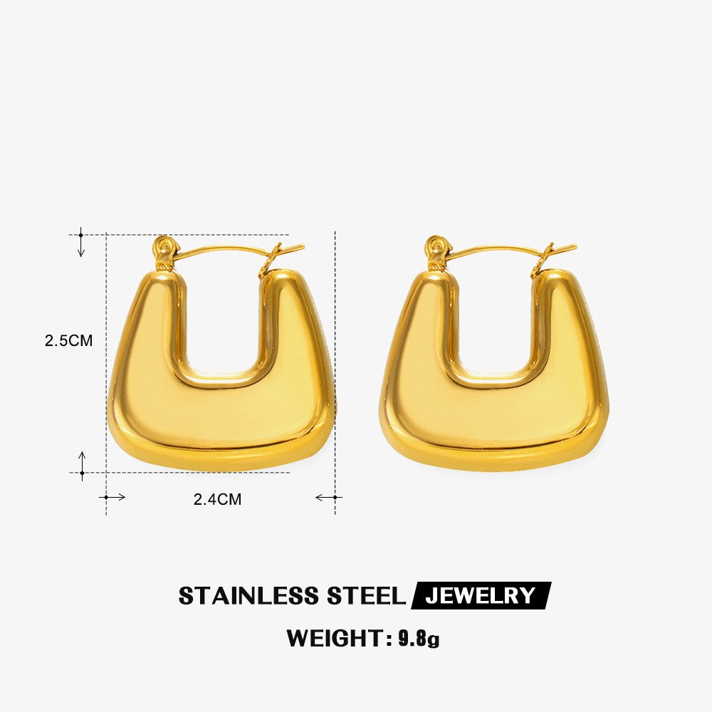 Square style stainless steel earrings tarnish free simple classic design