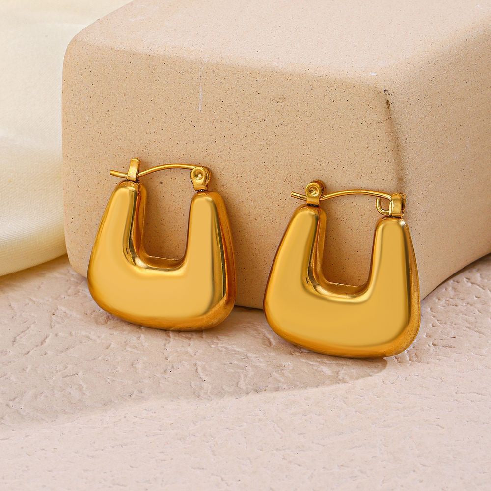 Square style stainless steel earrings tarnish free simple classic design