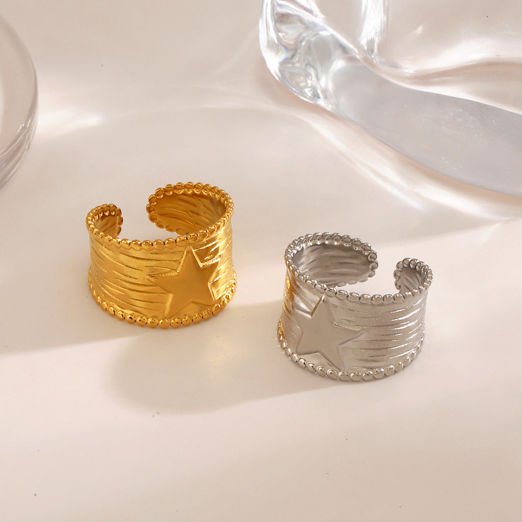 Star chunky ring stainless steel tarnish free adjustable size