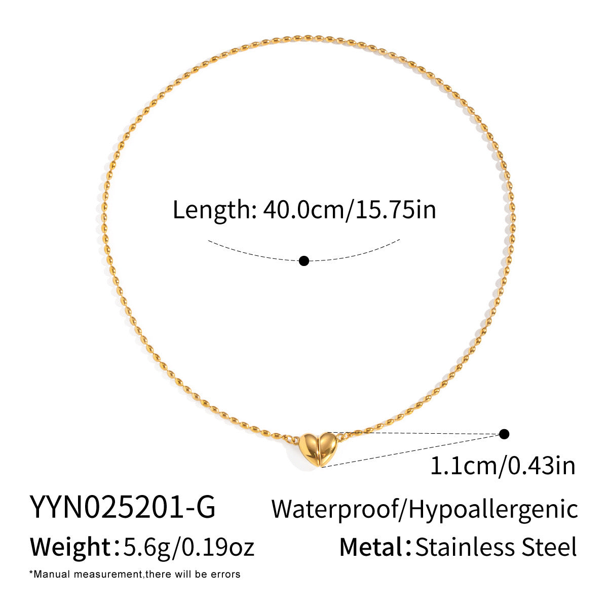 Classic love Heart magnet open design necklace stainless steel tarnish free