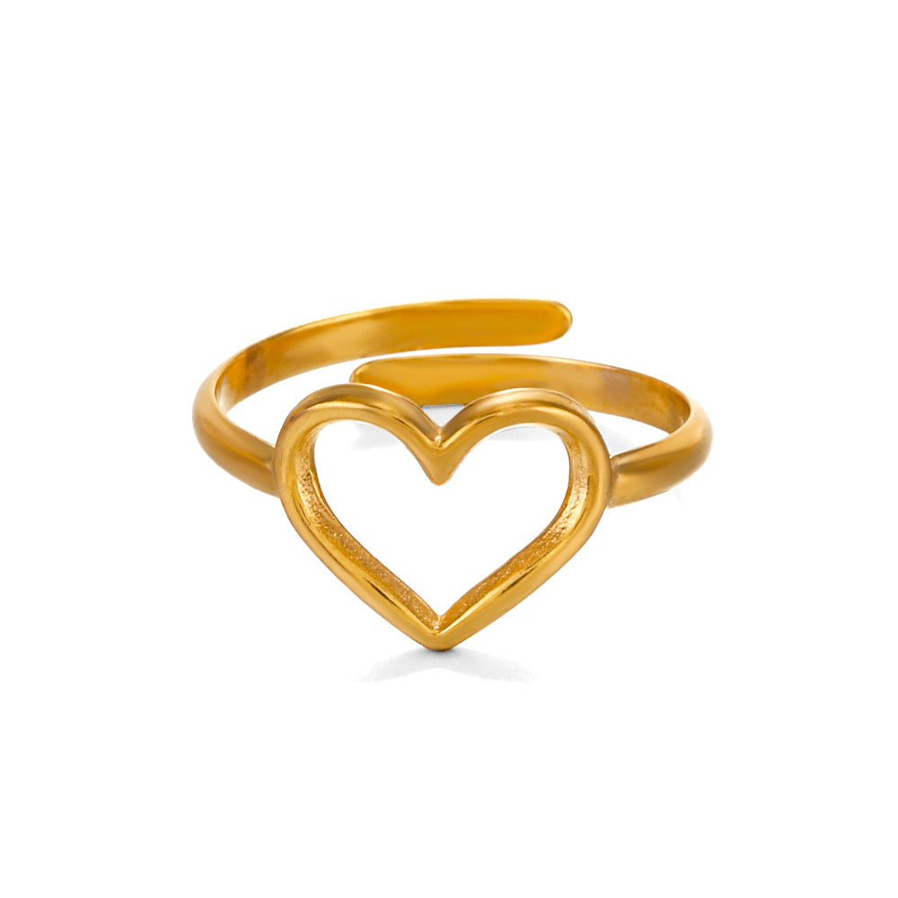 Small Heart classic adjustable stainless steel tarnish free ring