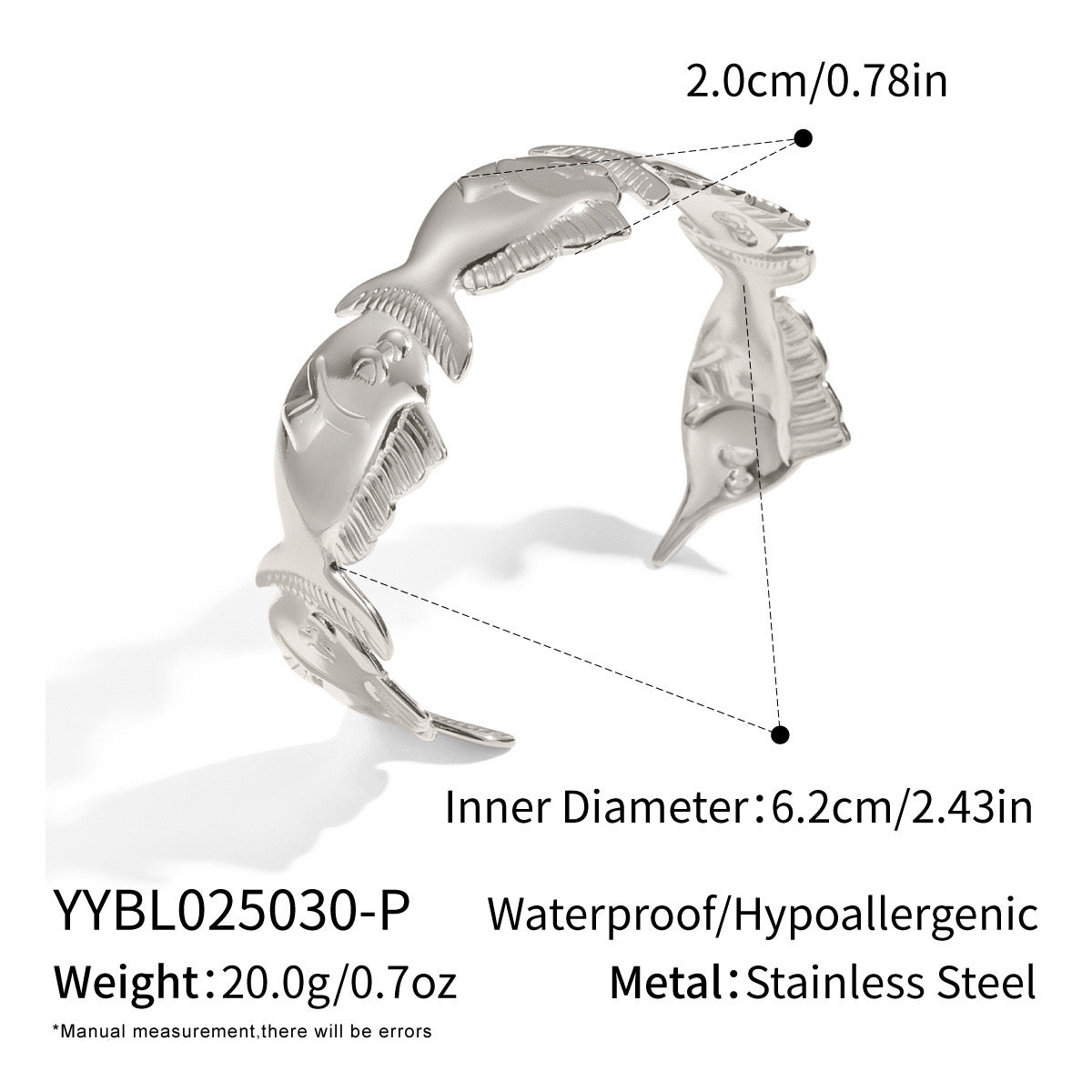 Fish ocean inspired design adjustable bangle stainless steel silver&gold tarnish free