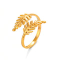 Tree leaf adjustable ring stainless steel water resistant tarnish free