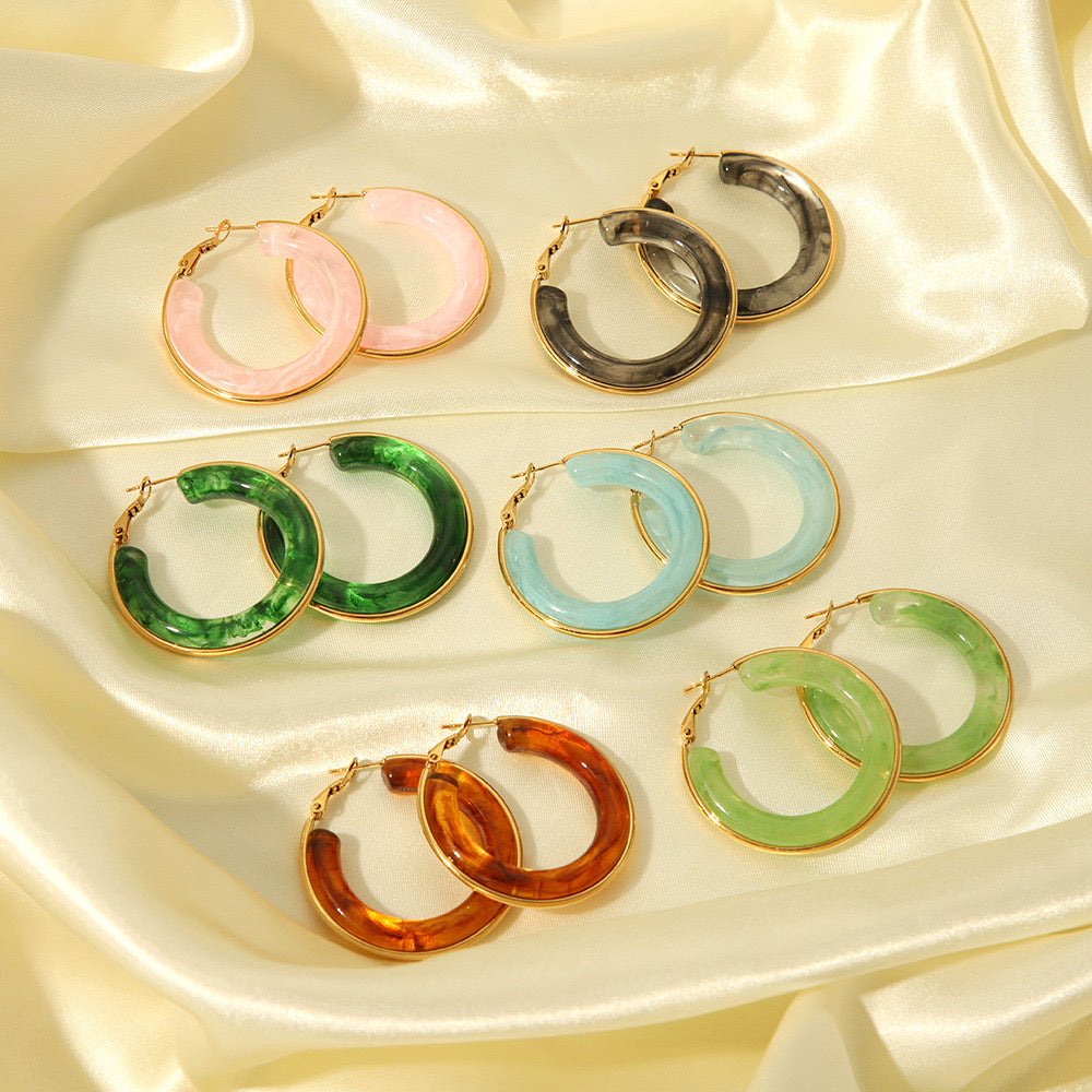 Colourful hoops earrings stainless steel tarnish free