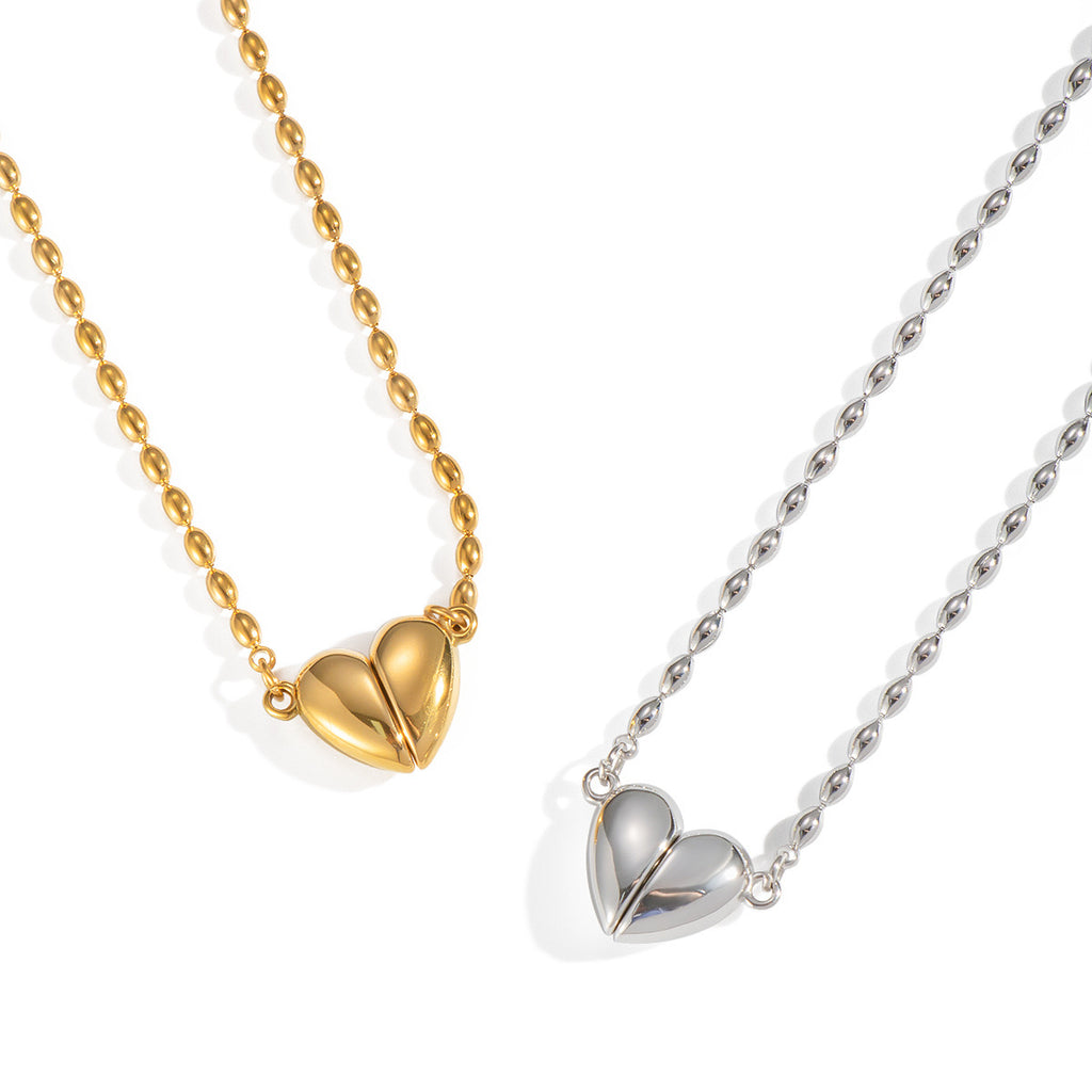 Classic love Heart magnet open design necklace stainless steel tarnish free