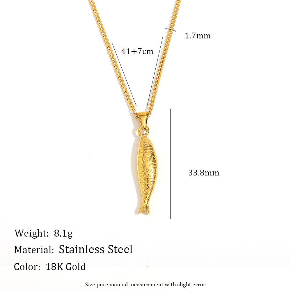 Fish ocean inspired design necklace stainless steel tarnish free water resistant