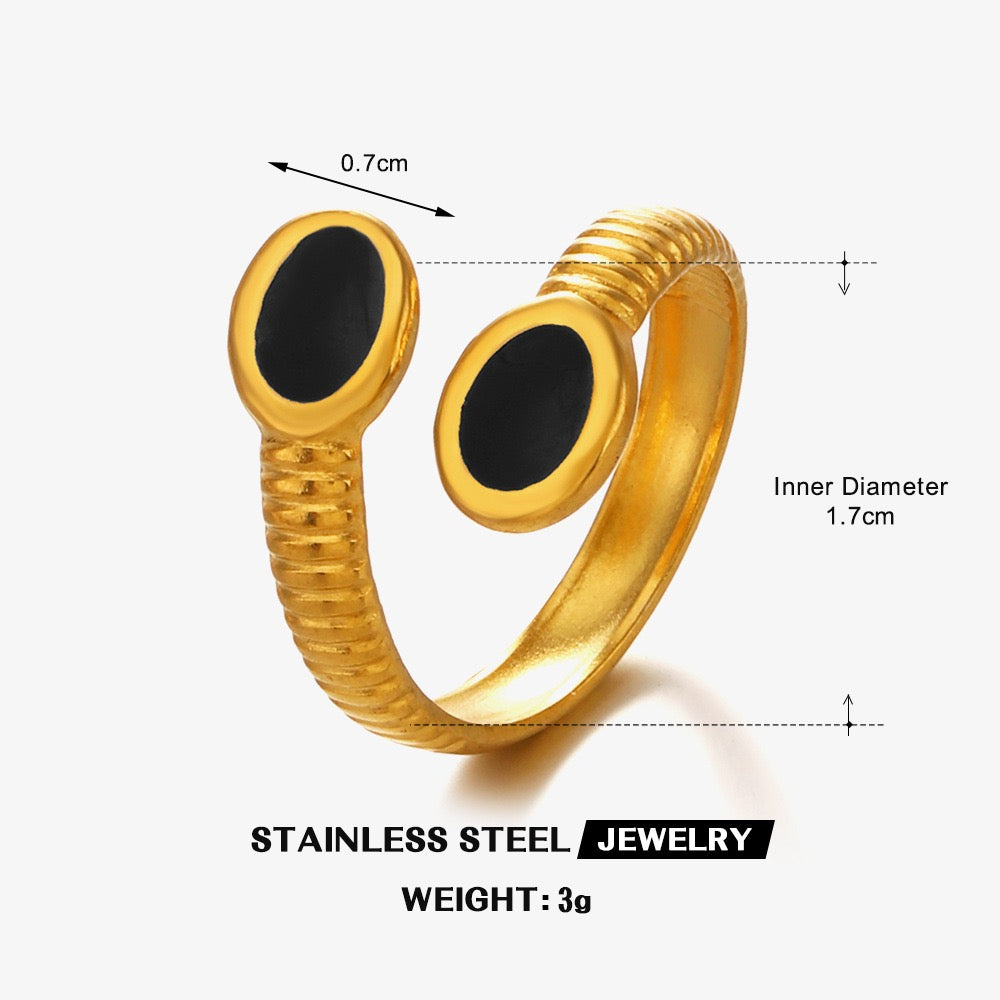 color oval with pattern open ring stainless steel water-resistant