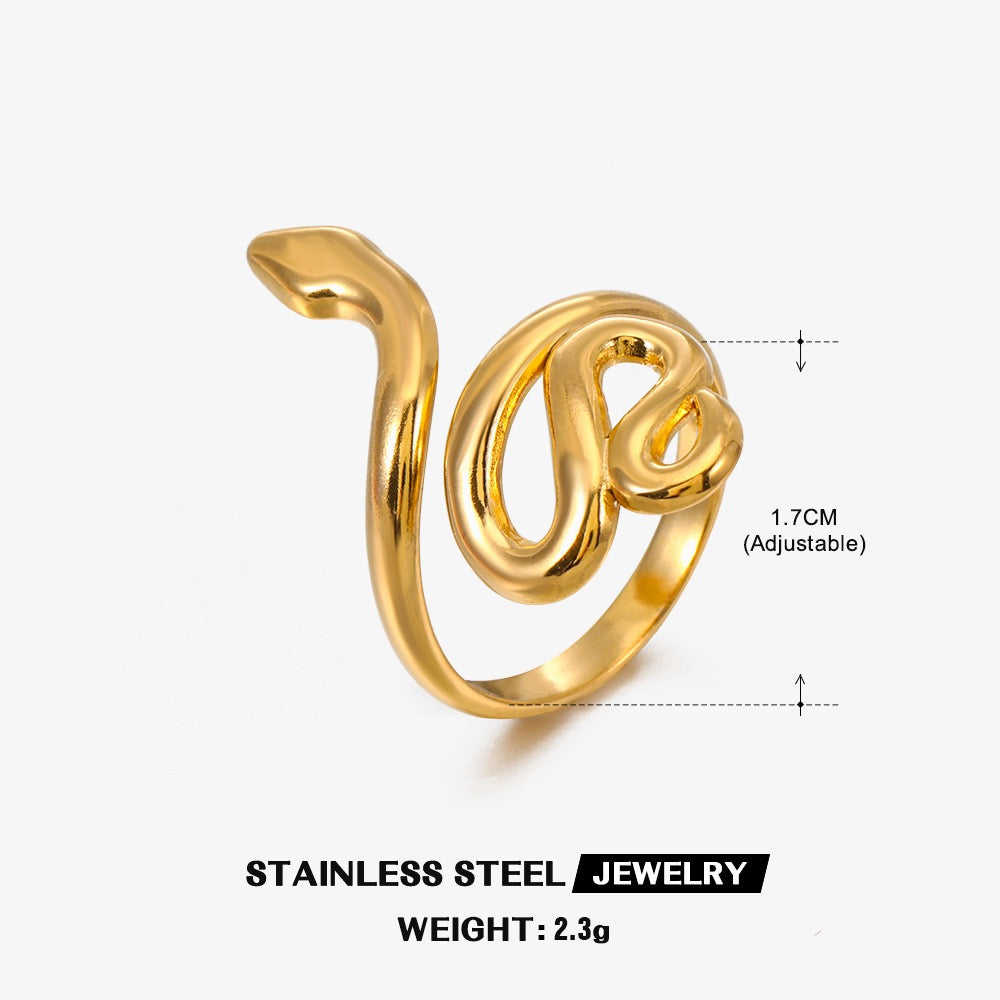 Snake coils design adjustable open ring stainless steel water-resistant