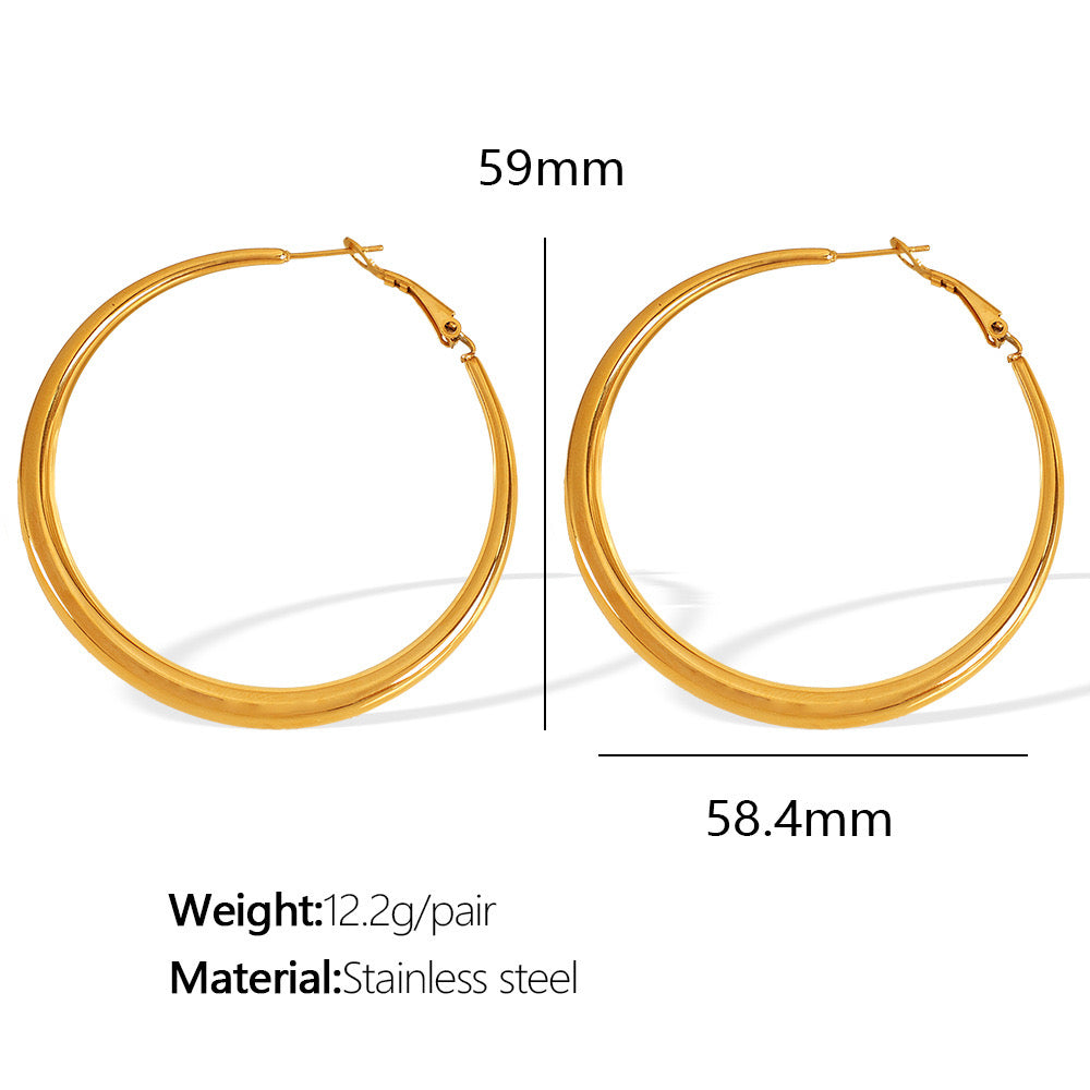 Large 60cm essential hoops earrings gold&silver stainless steel tarnish free