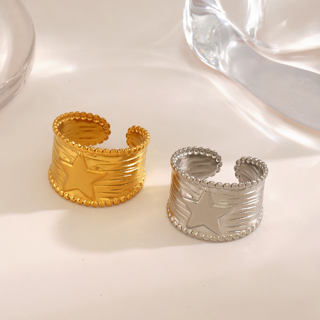 Star chunky ring stainless steel tarnish free adjustable size