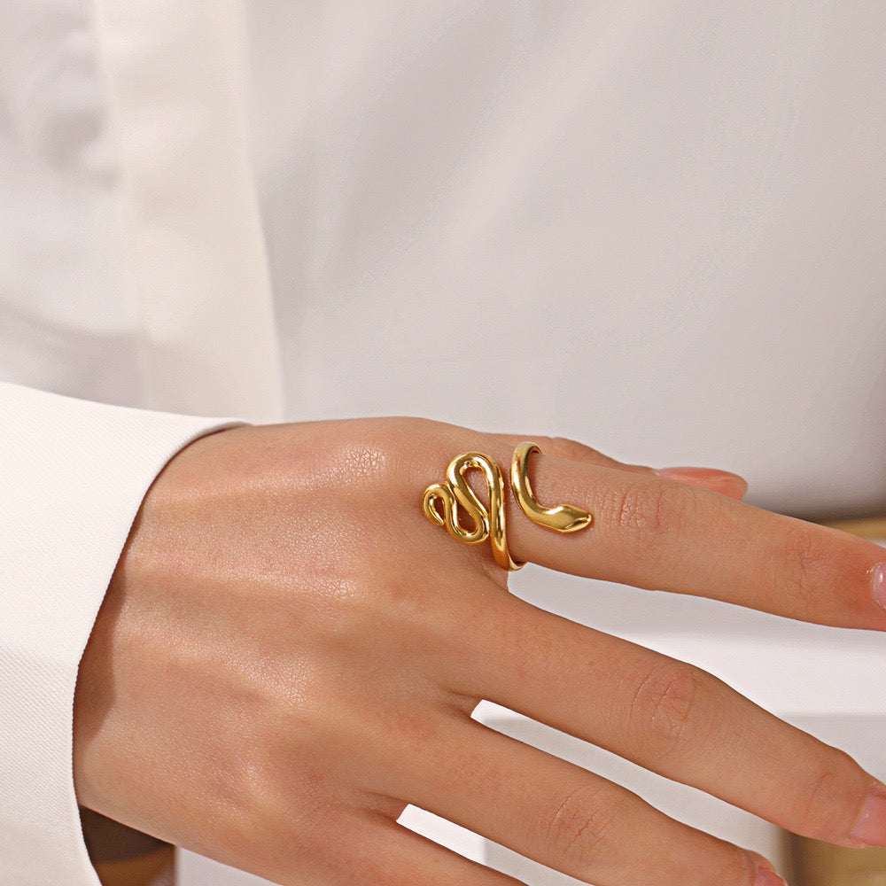 Snake coils design adjustable open ring stainless steel water-resistant