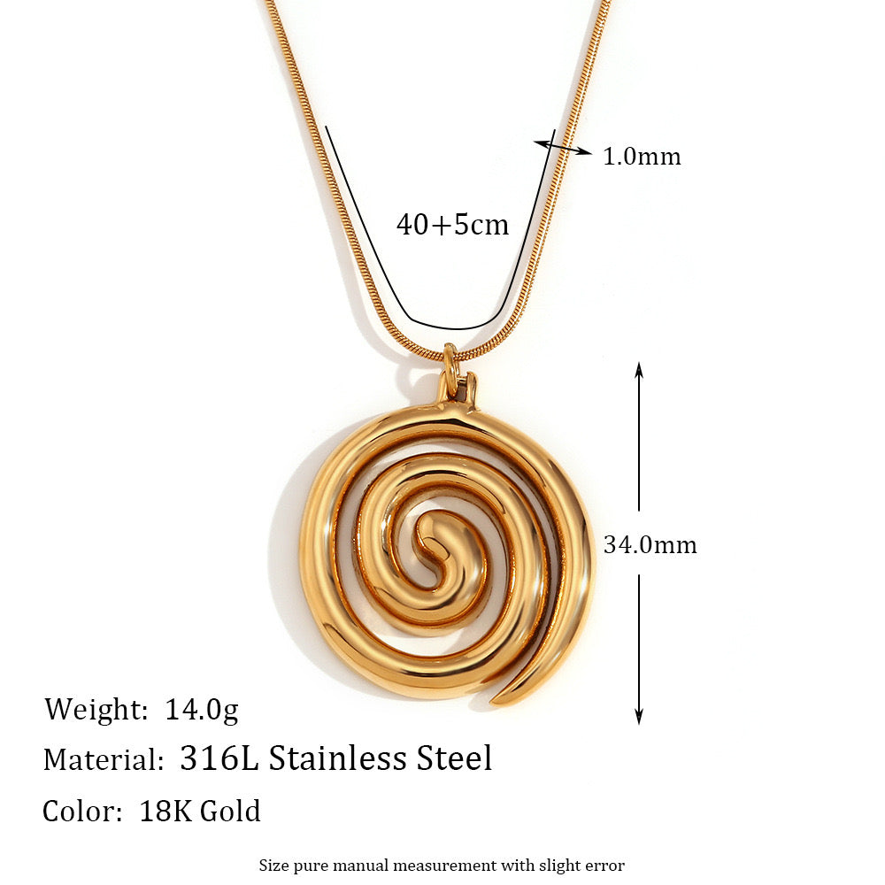 Swirl design Chunky ocean inspired tarnish free stainless steel necklace