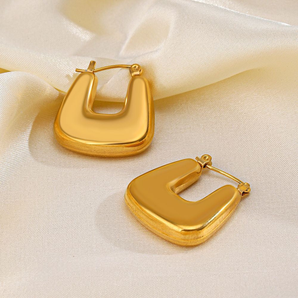 Square style stainless steel earrings tarnish free simple classic design