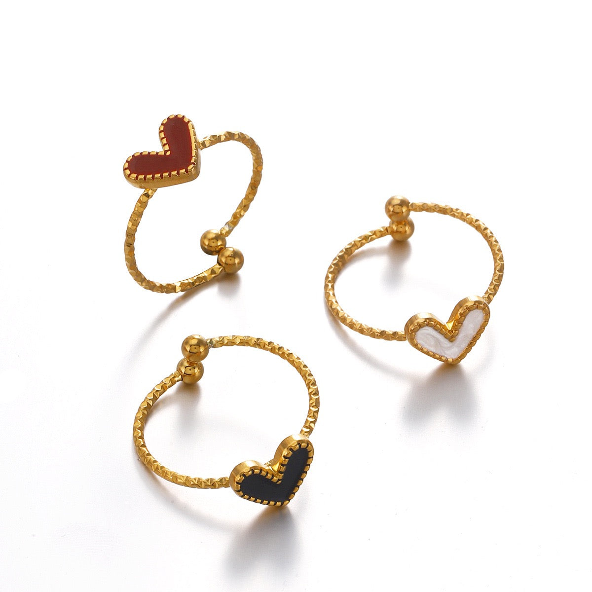 Little colourful heart design adjustable open ring stainless steel tarnish free water resistant