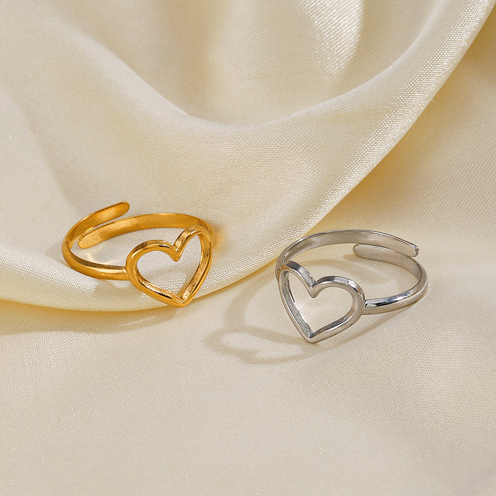 Small Heart classic adjustable stainless steel tarnish free ring