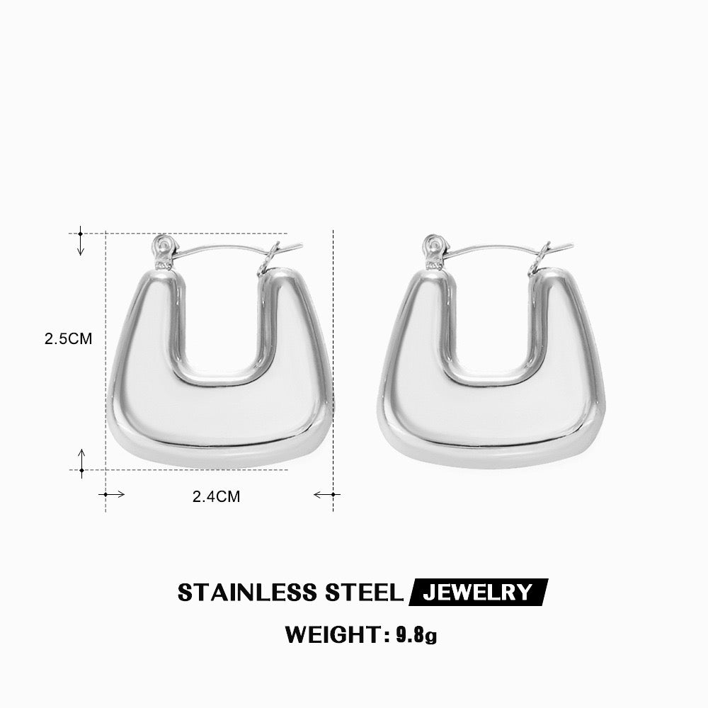 Square style stainless steel earrings tarnish free simple classic design