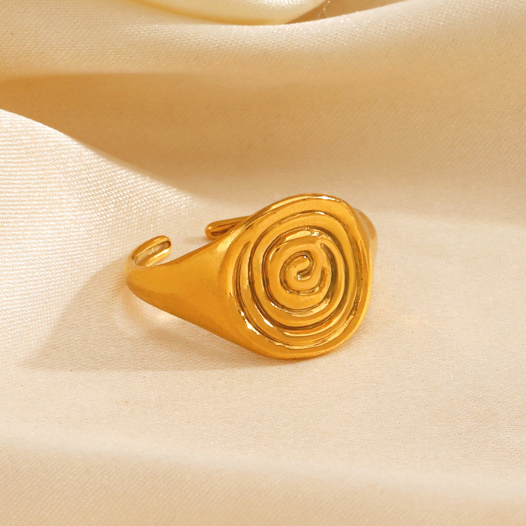 Swirl ocean inspired adjustable ring stainless steel tarnish free water resistant