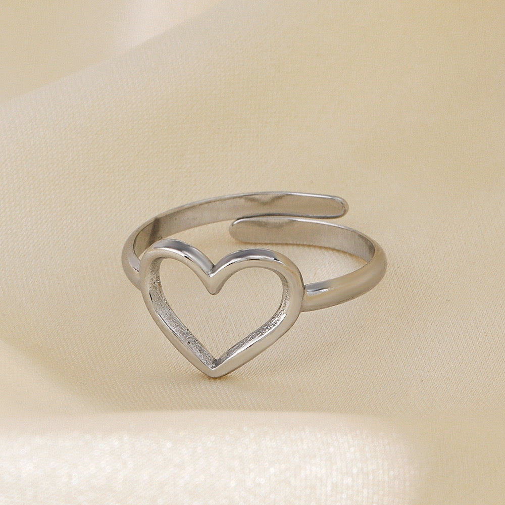 Small Heart classic adjustable stainless steel tarnish free ring
