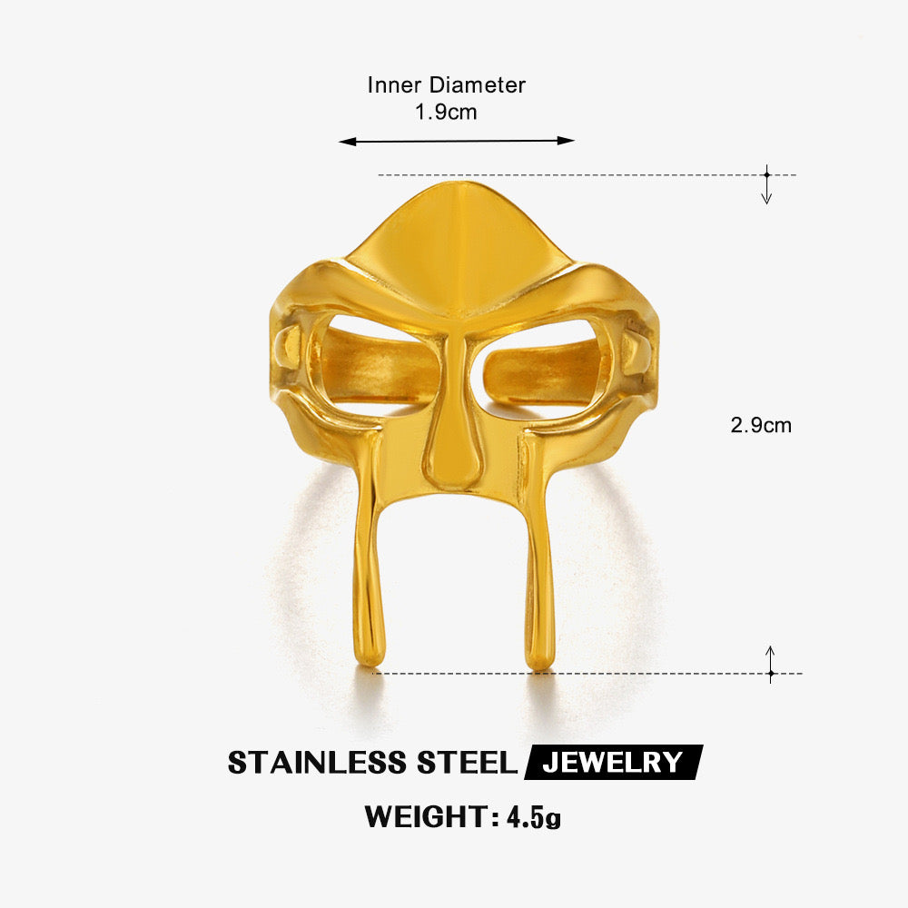 Armour head design adjustable size gold&silver ring stainless steel tarnish free