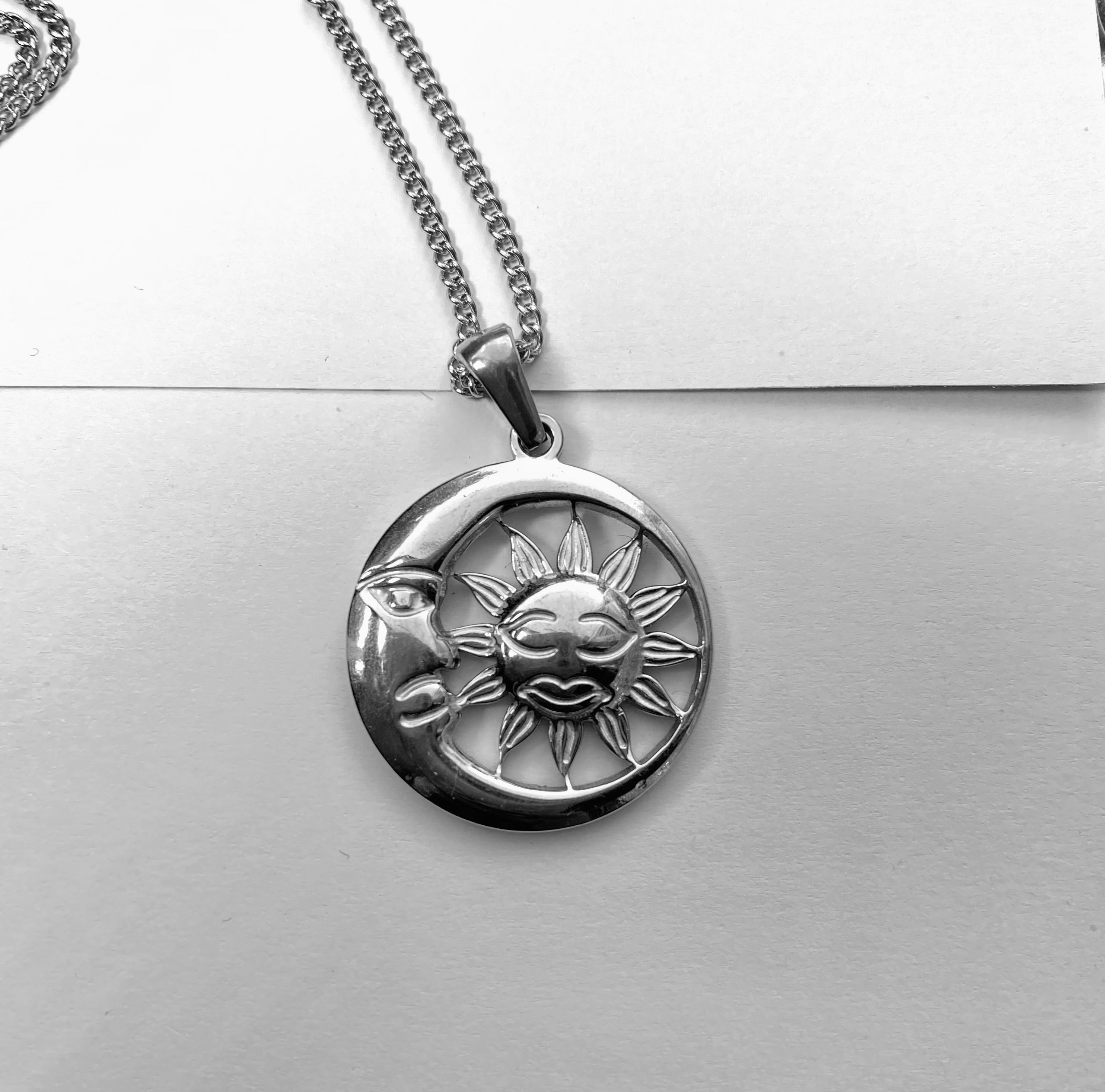 Sun and moon energy support necklace stainless steel tarnish free