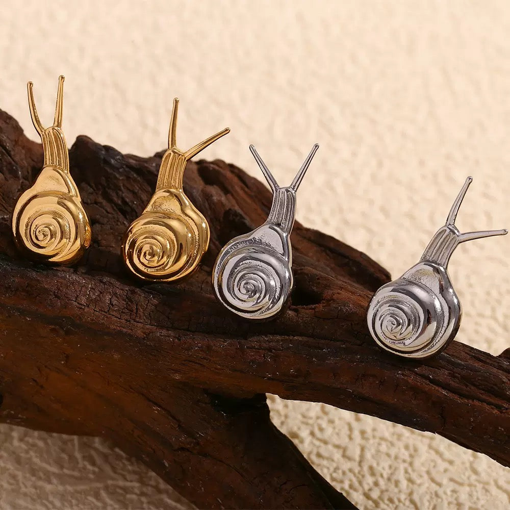 Unique snails design studs earrings stainless steel tarnish free gold&silver