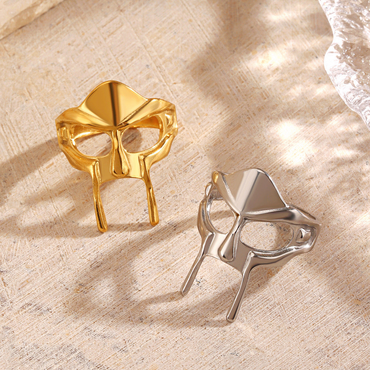 Armour head design adjustable size gold&silver ring stainless steel tarnish free