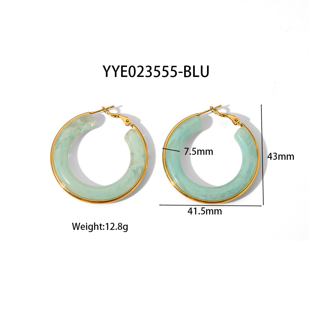 Colourful hoops earrings stainless steel tarnish free