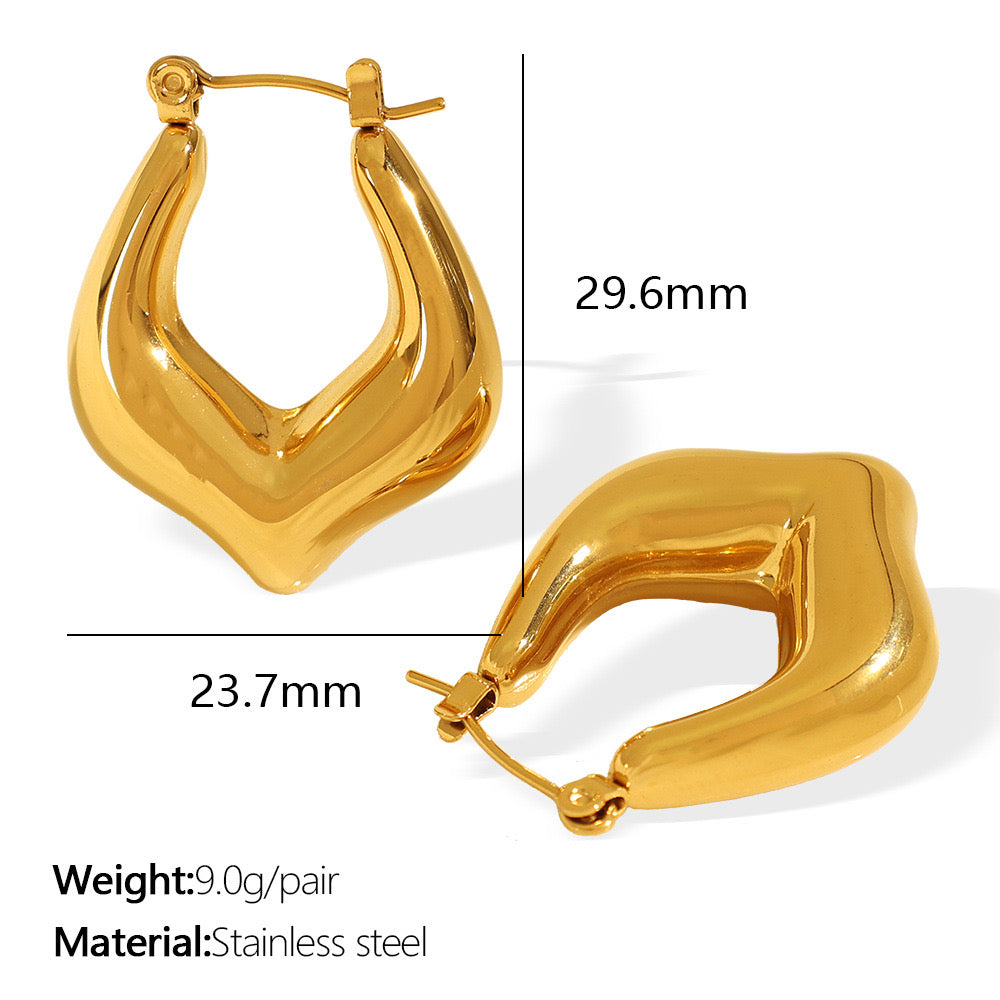 New shape essential hoops earrings silver&gold stainless steel waterproof