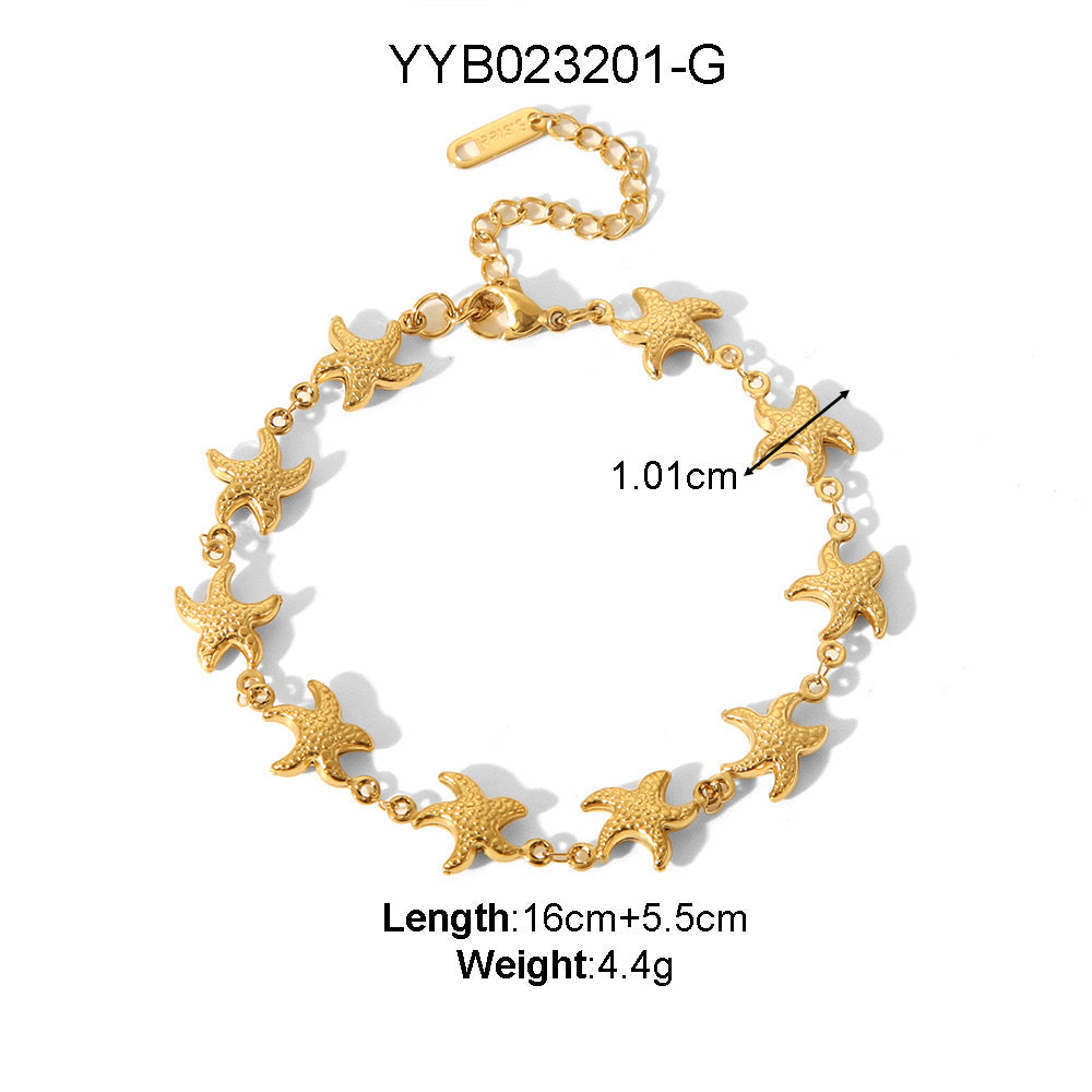 Small Starfish design light weight adjustable bracelet stainless steel tarnish free