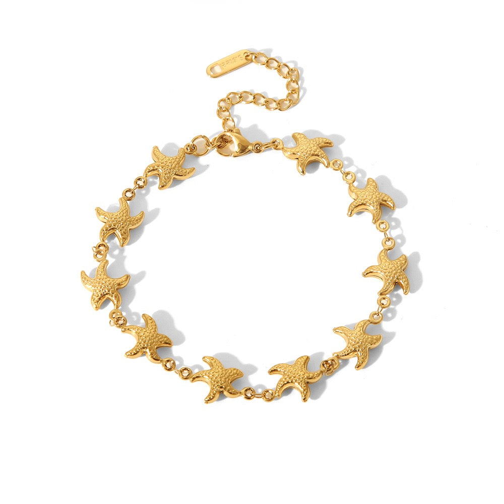 Small Starfish design light weight adjustable bracelet stainless steel tarnish free