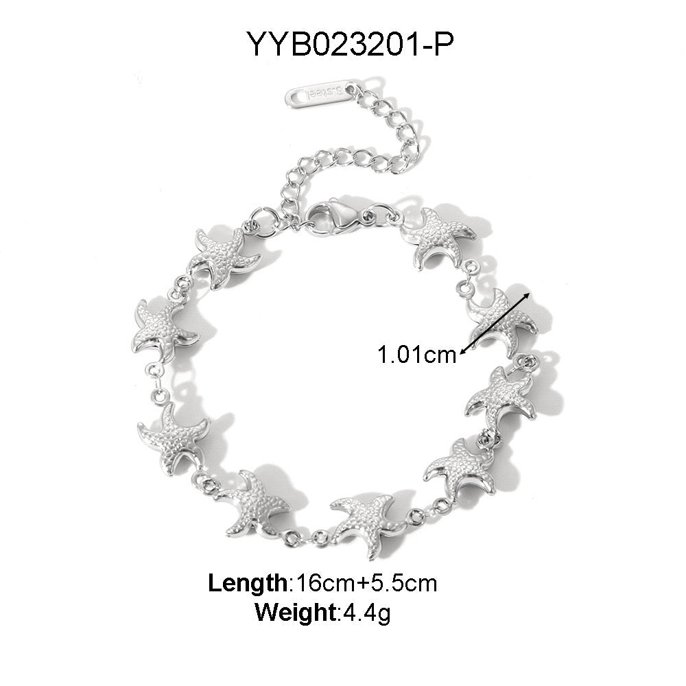 Small Starfish design light weight adjustable bracelet stainless steel tarnish free
