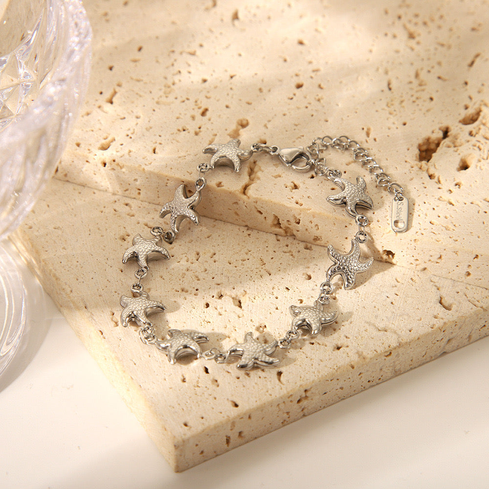 Small Starfish design light weight adjustable bracelet stainless steel tarnish free
