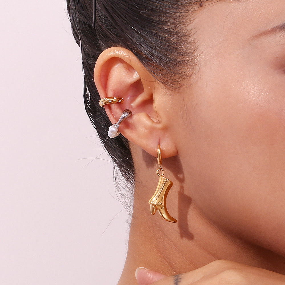 Cowboy or cowgirl style boot and hat asymmetrical earrings stainless steel tarnish free